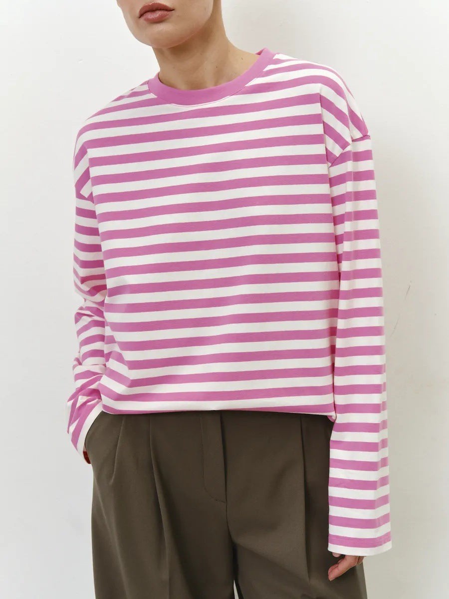 Damen Lässiges gestreiftes Langarmshirt Drune