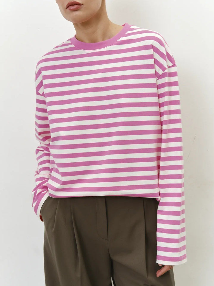 Damen Lässiges gestreiftes Langarmshirt Drune