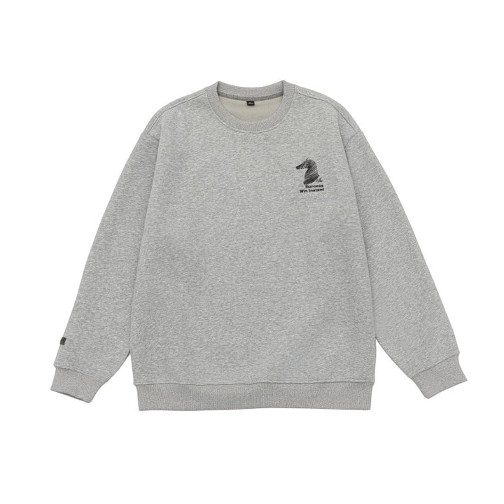Unisex Oversize‑Sweatshirt mit gesticktem Schachritter‑Logo und gerippten Bündchen Drune
