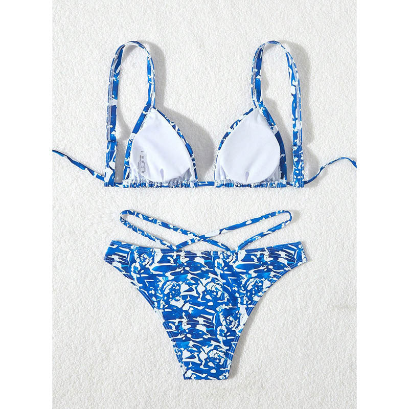 Damen Triangel-Bikini mit verstellbaren Trägern und stylischem Farbmustermix Drune