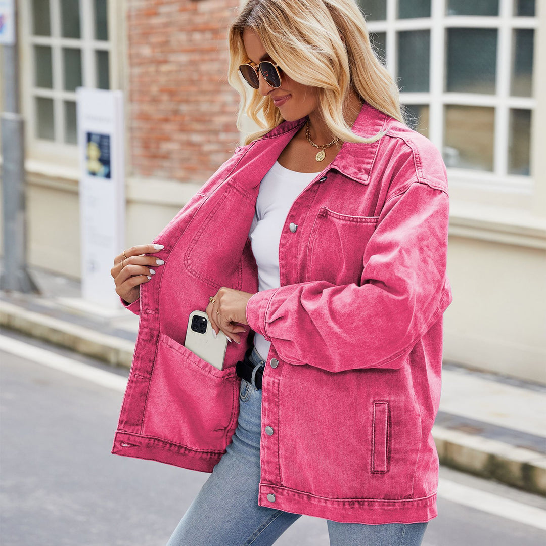 Damen Denim-Hemdjacke im lässigen Oversized-Stil mit praktischen Taschen Drune