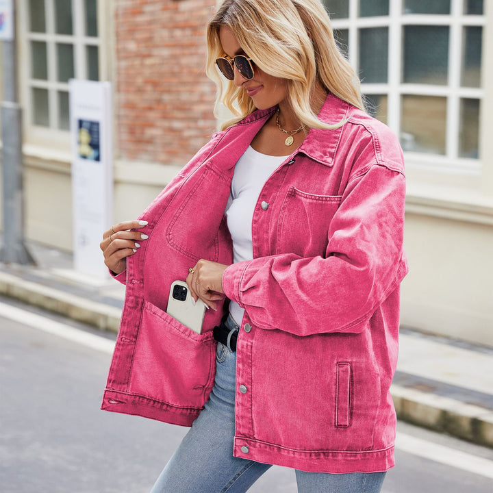 Damen Denim-Hemdjacke im lässigen Oversized-Stil mit praktischen Taschen Drune