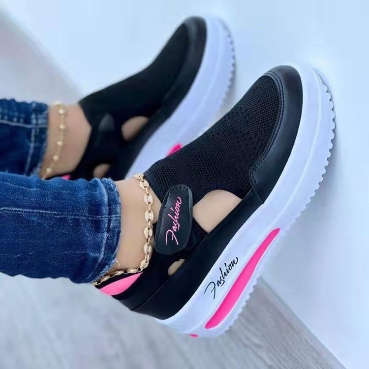 Damen  atmungsaktive Plateausneaker mit Klettverschluss und integrierter Luftdämpfung Drune