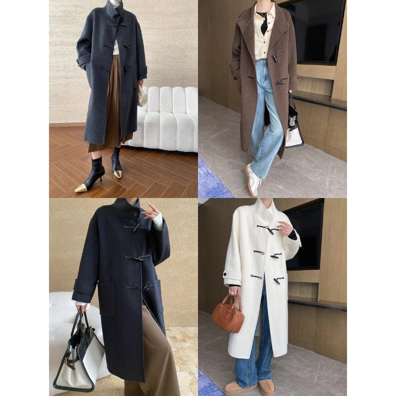 Damen Lange Duffle-Coat mit praktischem Verschluss und weichem Material Drune