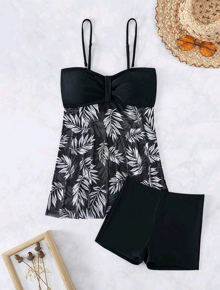 Damen Tankini-Set mit floralem Oberteil und sportlicher Shorts Drune