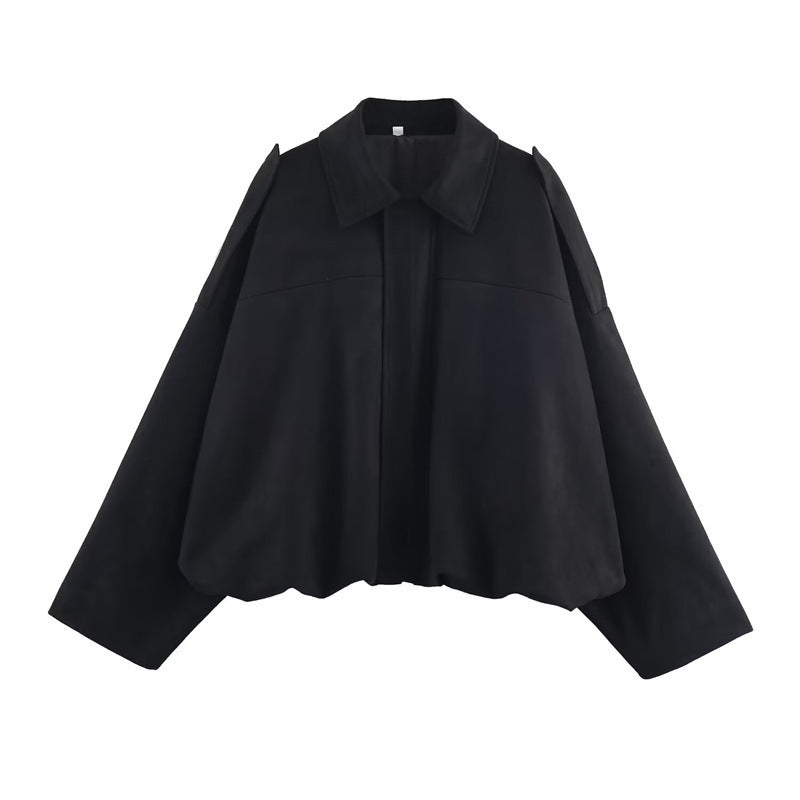 Damen cropped Jacke mit elegantem Kragen und praktischen Pattentaschen Drune