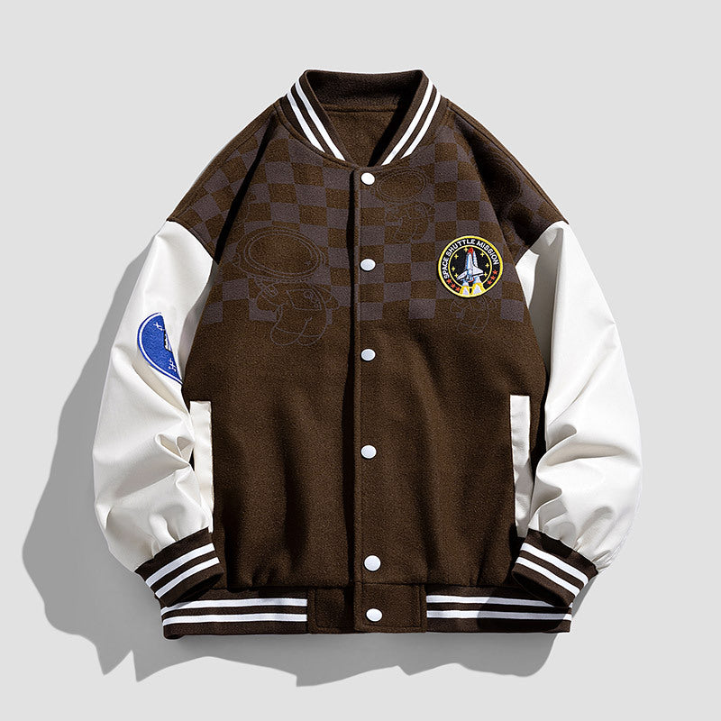 Herren Modische Collegejacke mit grafischen Applikationen Drune