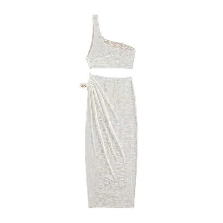 Damen asymmetrisches Crop-Top mit lässigem Midi-Rock Drune