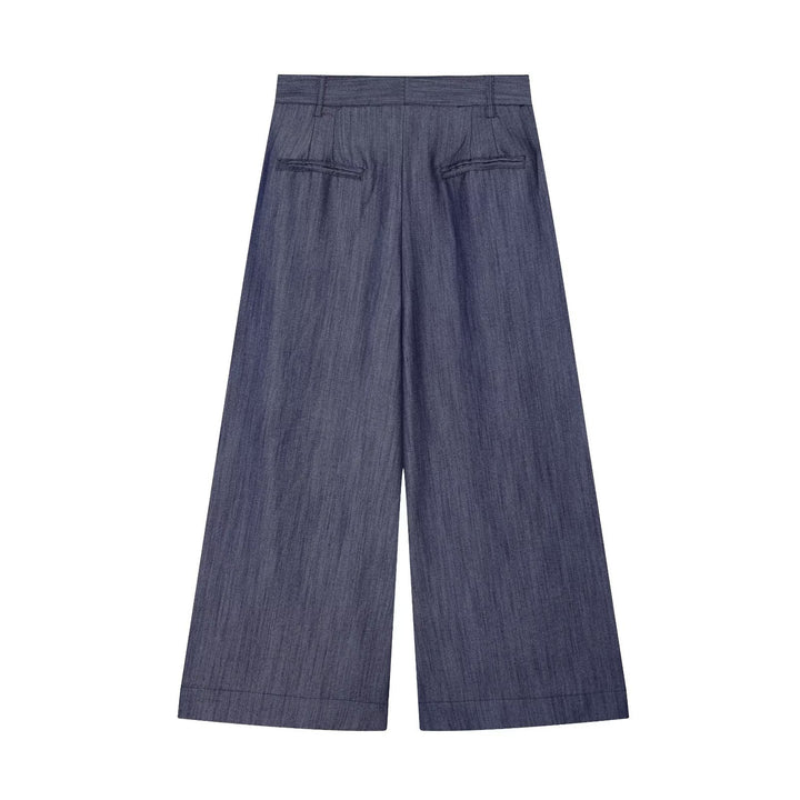 Damen Hochtaillierte weite Culotte aus leichter Denim-Qualität mit Bundfalten Drune