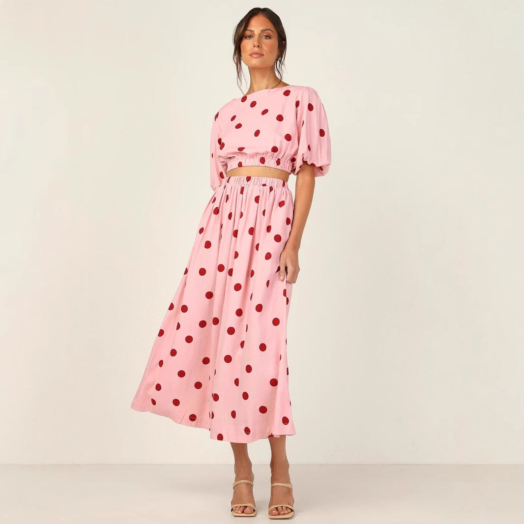 Damen Maxikleid mit elastischem Taillenzug und voluminösen Ärmeln Drune