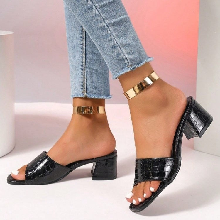 Damen Elegante Blockabsatz Sandaletten Drune