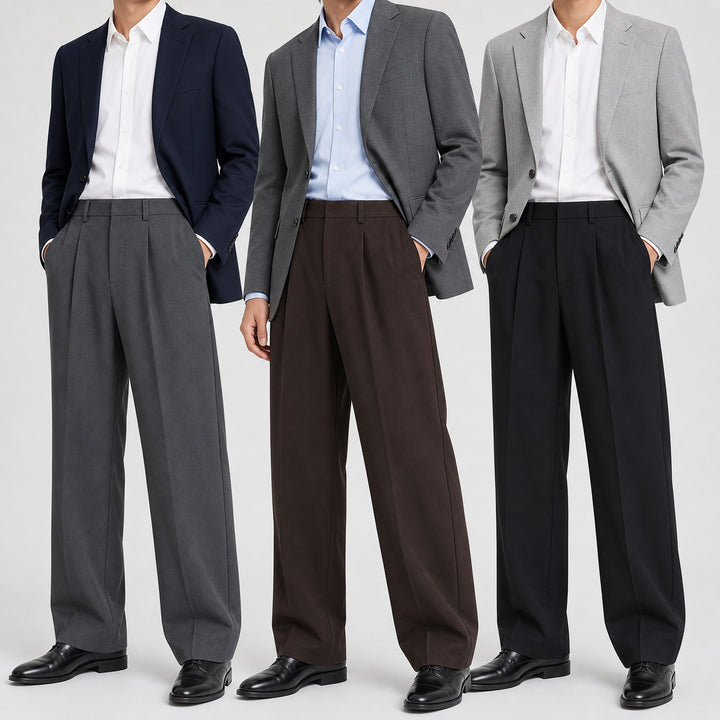 Herren Relaxed-Fit Bundfaltenhose aus feinem Webstoff mit weitem Bein Drune