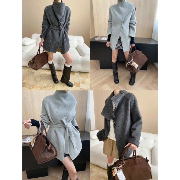 Damen eleganter Strickmantel mit asymmetrischem Schnitt Drune