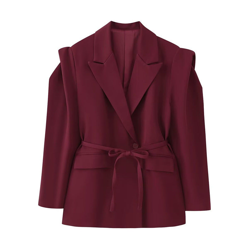 Damen modischer Blazer mit taillierbarem Gürtel und oversized Schnitt Drune