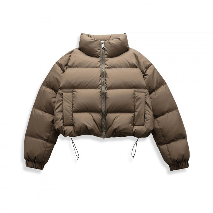 Damen Kurz geschnittene gesteppte Winterjacke im Cropped‑Style mit hohem Stehkragen Drune
