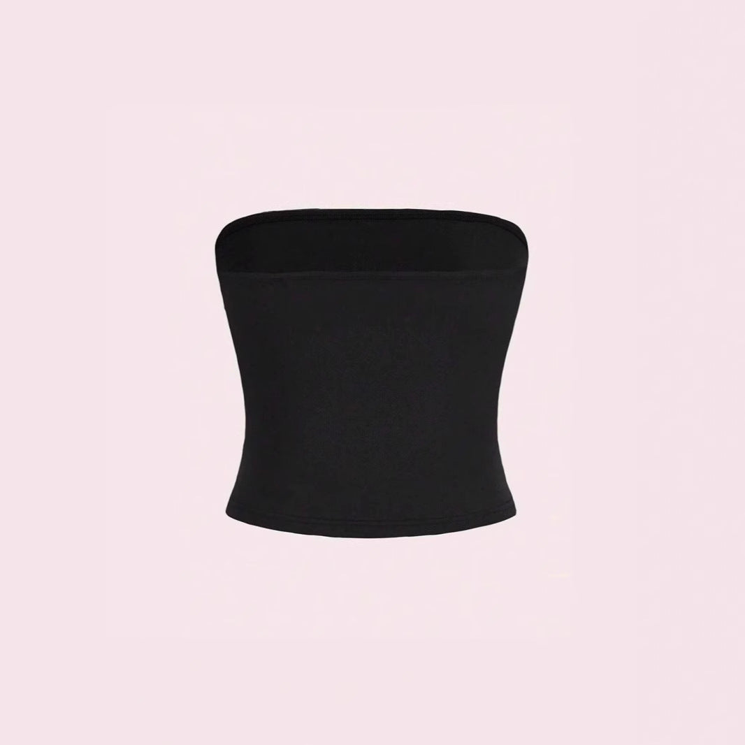 Damen Bandeau-Top mit romantischem Herzmotiv und Schleifendruck Drune