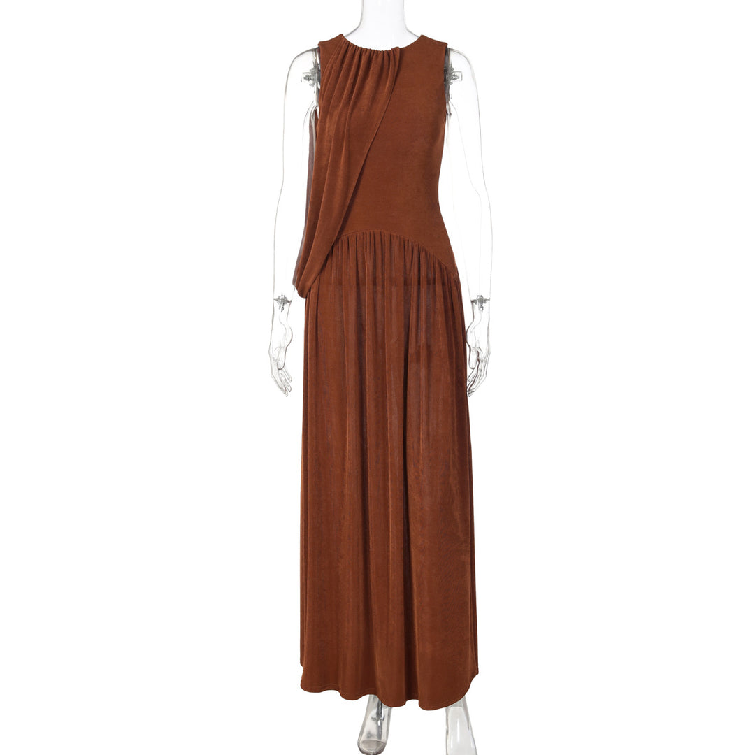 Damen Langes Kleid mit asymmetrischem Schnitt und raffiniertem Drapierungselement Drune