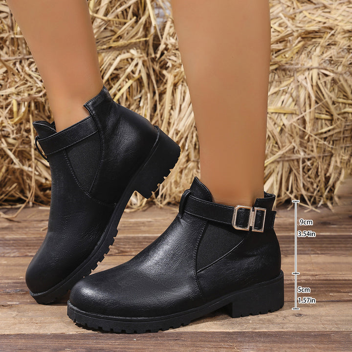 Damen Chelsea-Ankleboot mit elastischem Einsatz und Zier-Schnallenriemen Drune