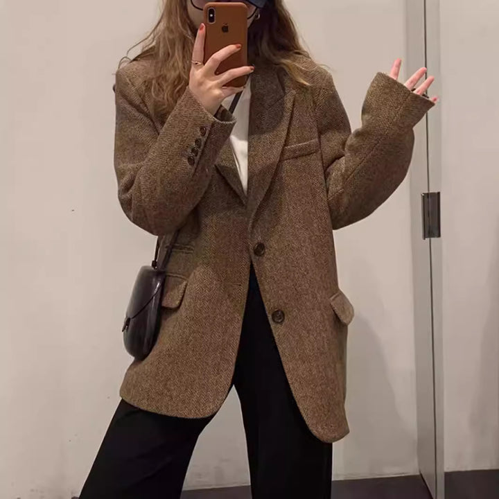 Damen Übergroßer Wollblazer Drune