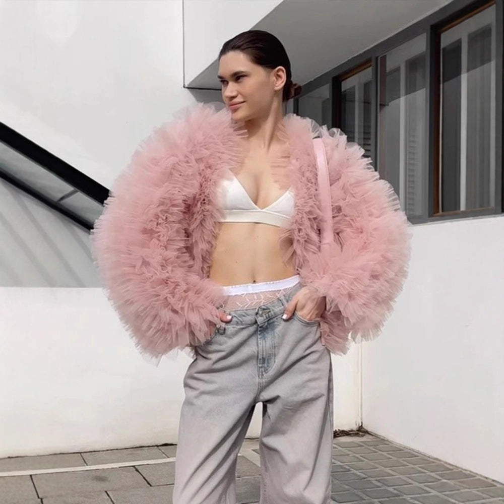 Damen Voluminöse Tülljacke Drune