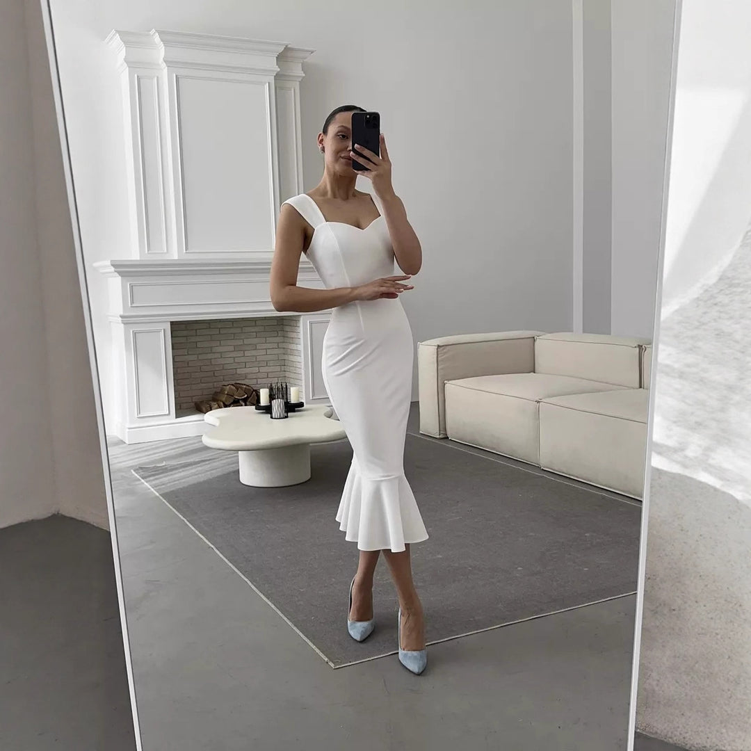 Damen Wickelkleid mit elegantem Herzausschnitt und schwingendem Saum Drune