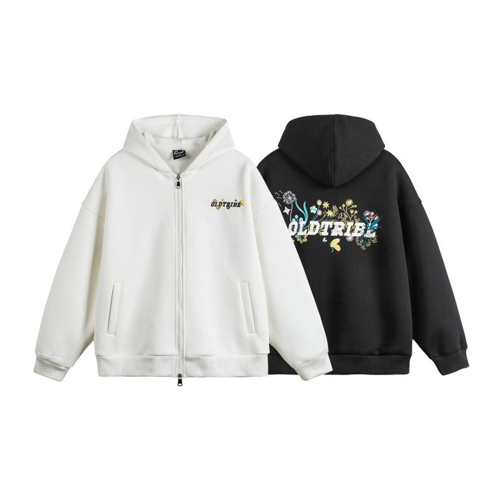 Unisex Kapuzen‑Zipjacke aus strukturierter Waffelqualität im Boxy‑Cut mit Zwei‑Wege‑Reißverschluss Drune