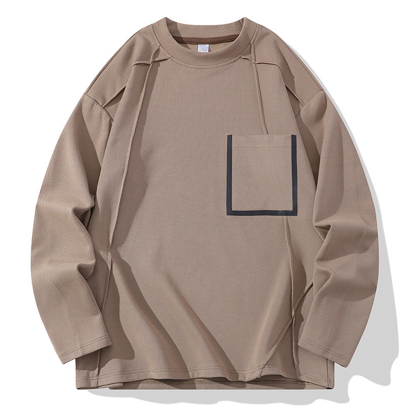 Herren Oversize-Langarmshirt aus strukturierter Baumwollmischung mit Brusttaschen-Detail Drune