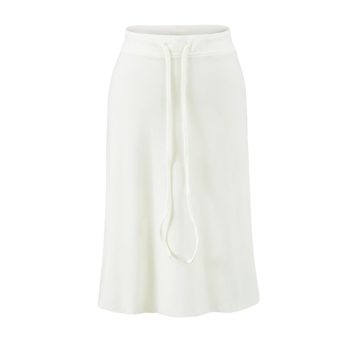 Damen Jersey-Midirock mit hohem Bund, Tunnelzug und A-Linien-Schnitt Drune