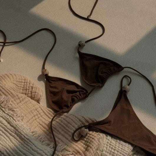 Damen Triangel-Bikini mit modischen Perlendetails Drune
