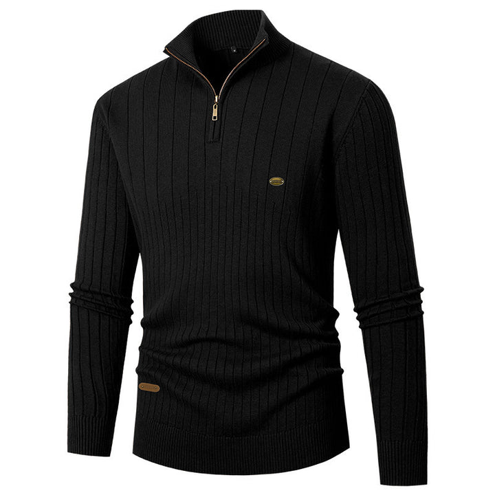 Herren modischer Pullover mit Reißverschluss und feinem Rippdesign Drune