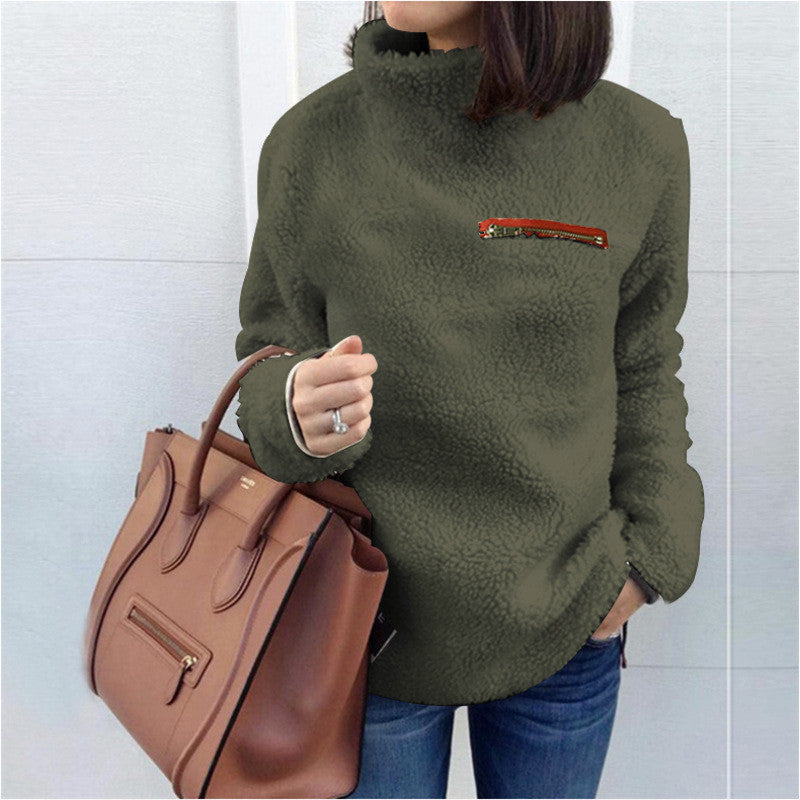 Damen Fleece-Pullover mit hohem Kragen und femininer Passform Drune