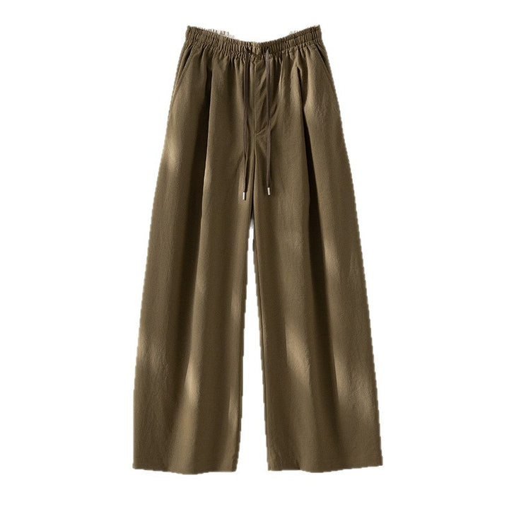 Damen Weite Tunnelzug-Hose mit Elastikbund, geradem Bein und Eingrifftaschen Drune