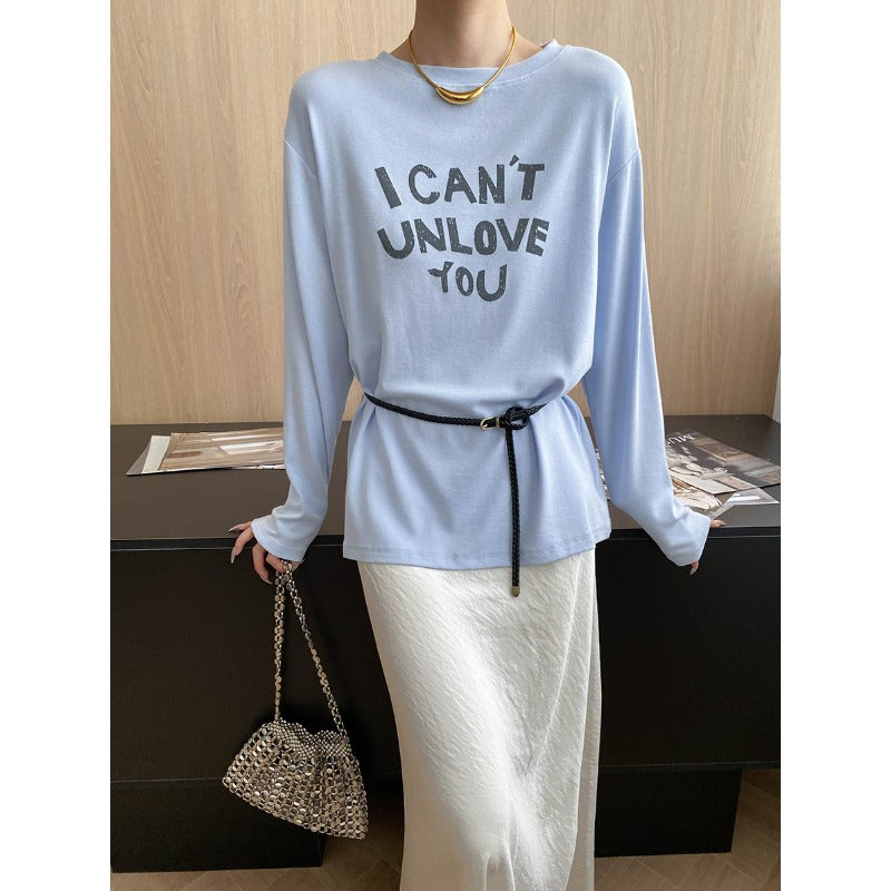 Damen Langarmshirt mit kreativem Schriftzug und lässigem Schnitt Drune