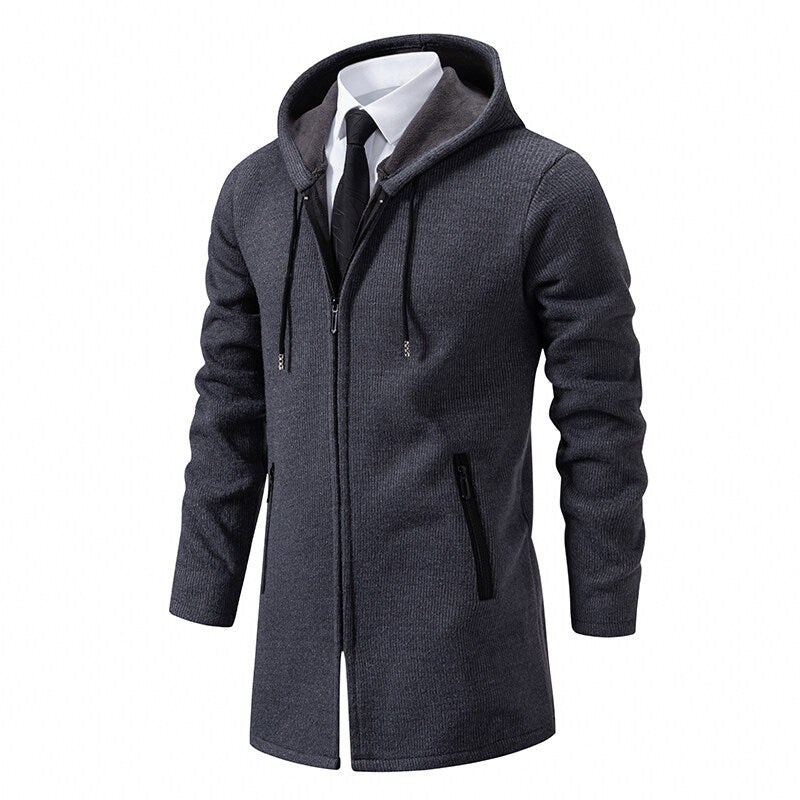 Herren urbane Kombination aus eleganter Jacke mit Kapuze und schickem Reißverschluss Drune