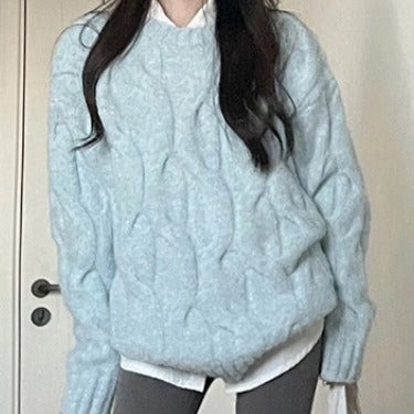 Damen Grobstrickpullover mit Zopf-Muster und lässigem Schnitt Drune