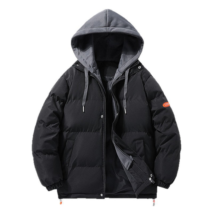 Herren Wattierte Pufferjacke mit kontrastfarbener Kapuze, winddichter Außenhülle und Kordelzug Drune