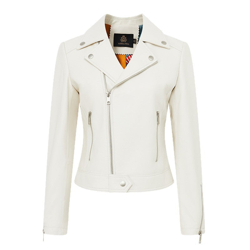 Damen Stylische Lederjacke im Biker-Stil Drune