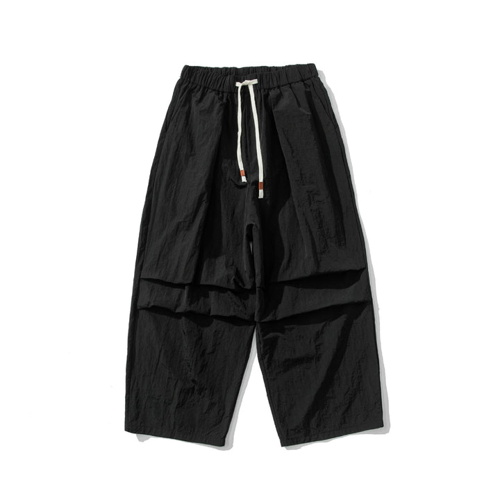 Herren Weite Utility-Loungehose mit überlappenden Falten und Kordelzugbund Drune