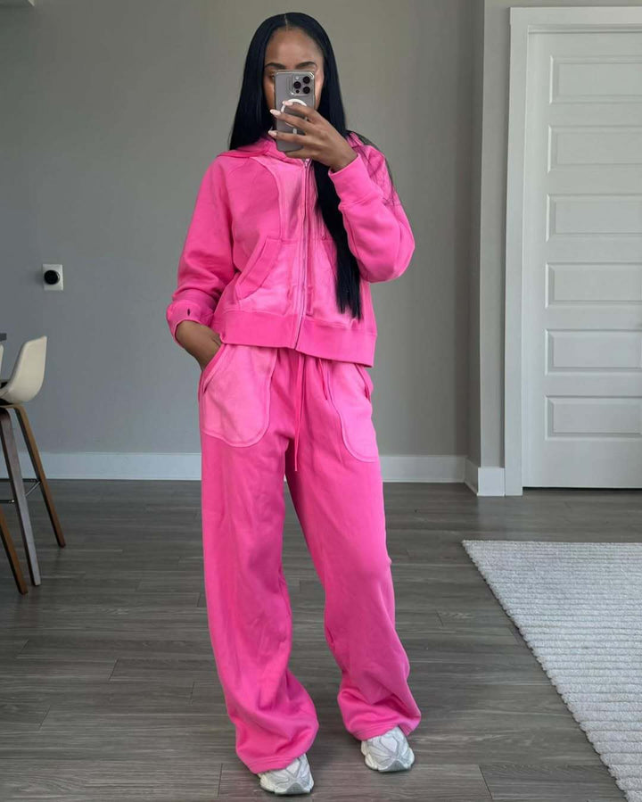 Damen Sportanzug mit modernem Hoodie und weiten Hosen Drune