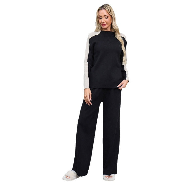 Damen modisches Freizeit-Loungewear-Set mit modernen Kontrastdetails Drune