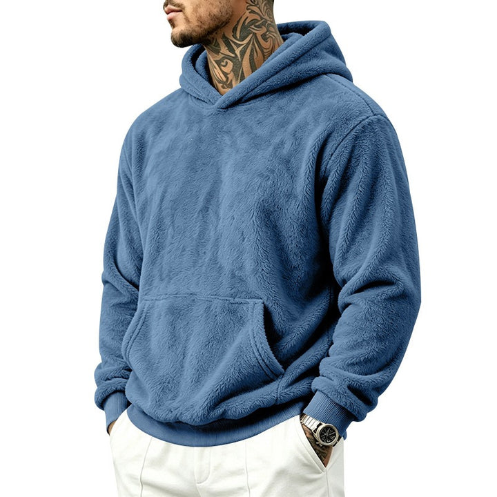 Herren Kuscheliger Fleece-Hoodie mit Kängurutasche und geripptem Saum Drune