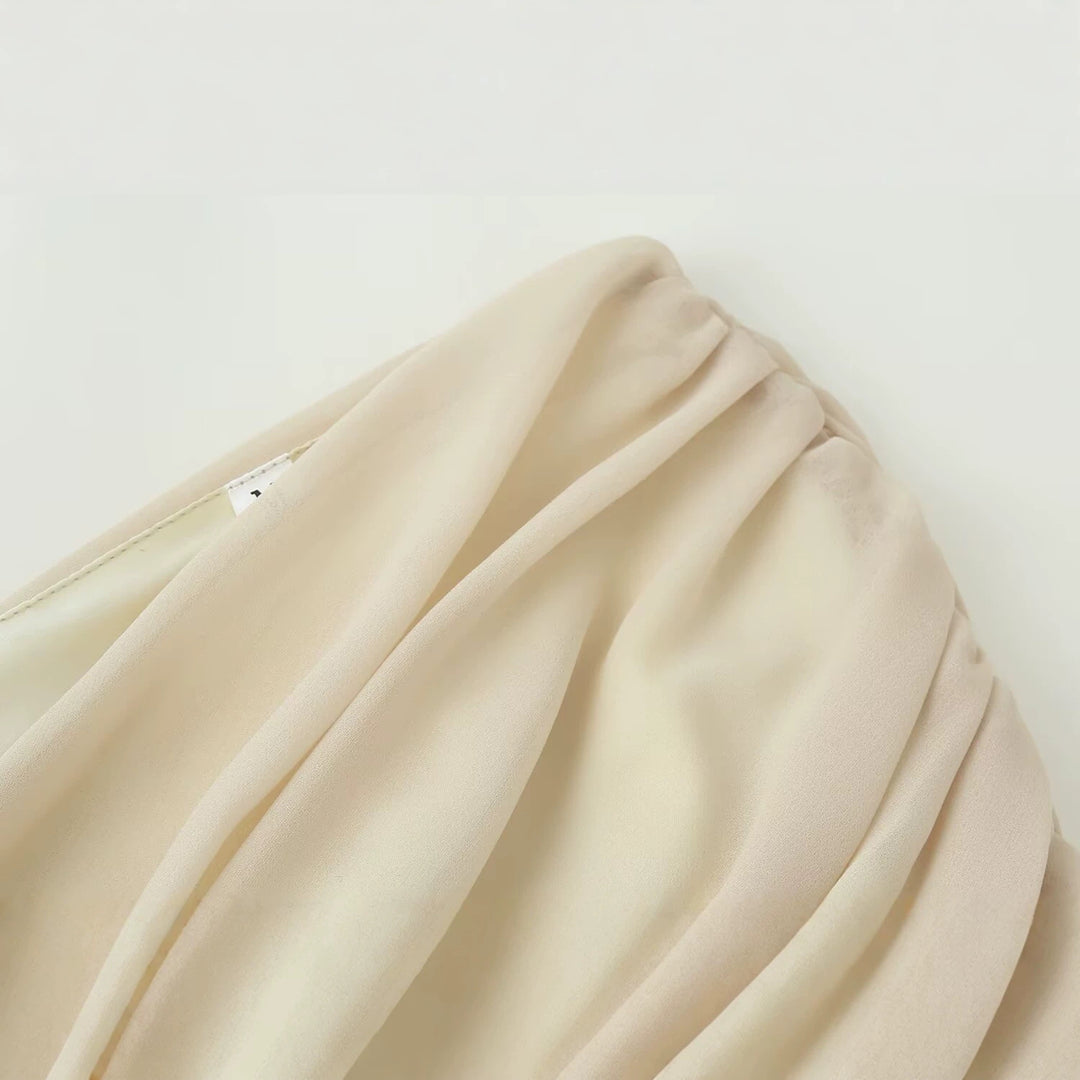 Damen Drapiertes Chiffon-Top mit tiefem V‑Ausschnitt und Volant‑Cape Drune