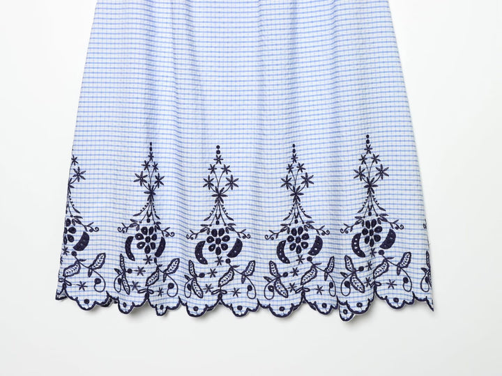 Damen Ärmelloses Maxikleid mit Smokoberteil und floraler Stickerei am Saum Drune