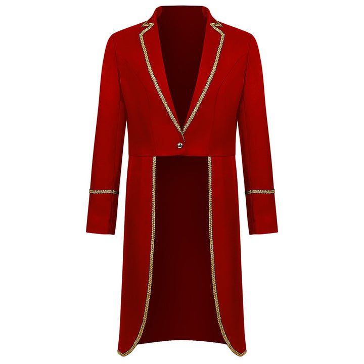 Damen nan langer taillierter Blazer-Mantel mit goldener Kettendetail und einreihigem Verschluss Drune