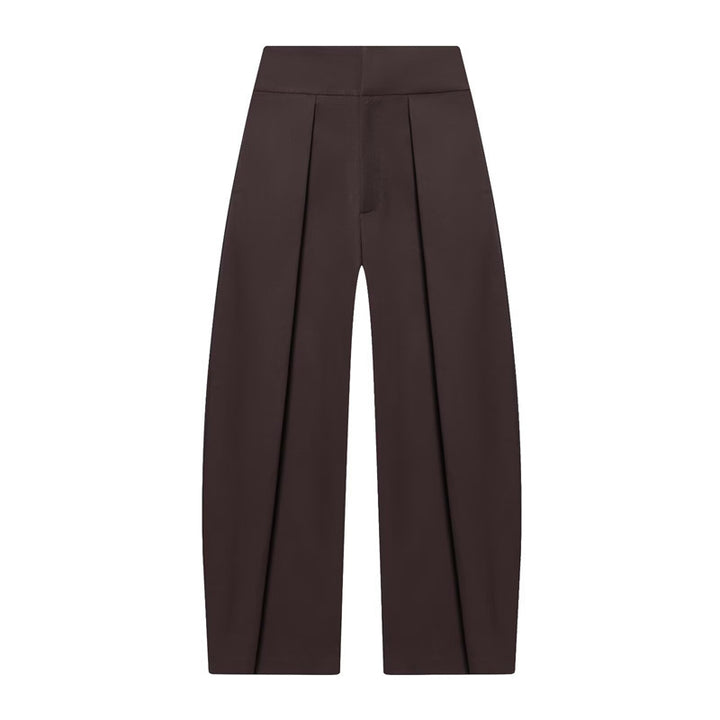 Damen Weite Plissée-Jerseyhose mit hoher Taille und Bügelfalte Drune