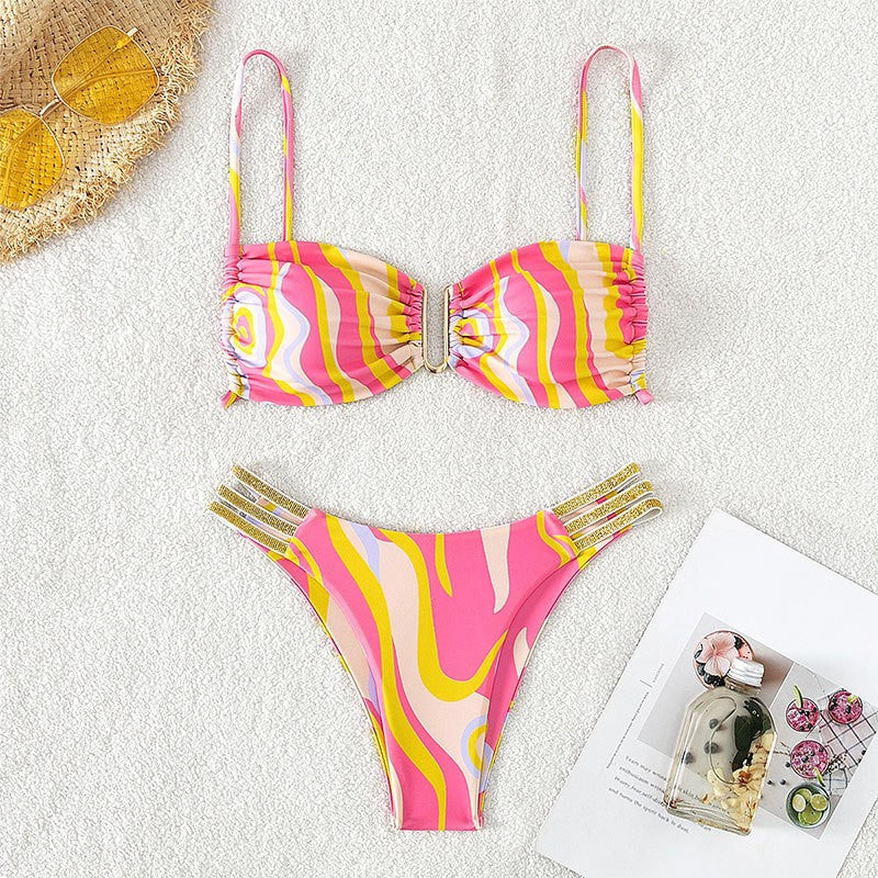 Damen Bikini mit auffälligem Wellendesign Drune