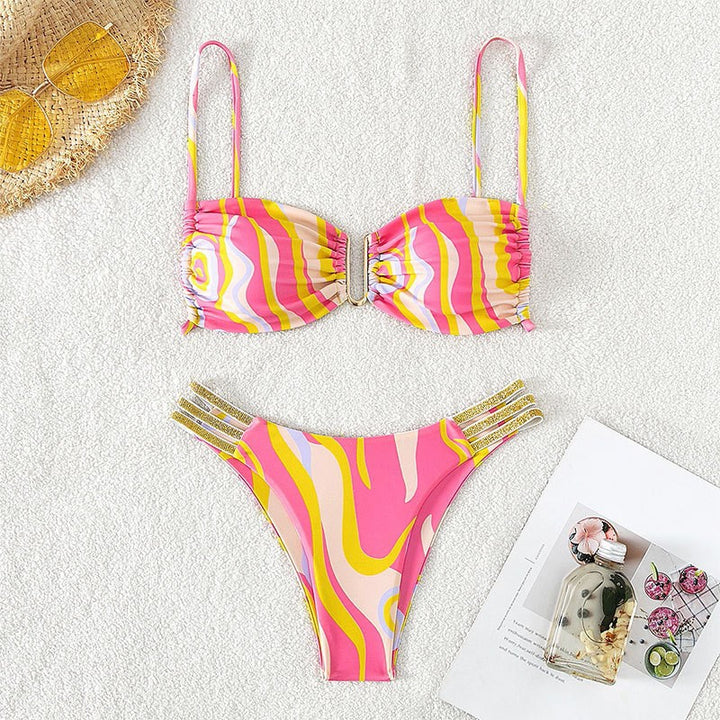 Damen Bikini mit auffälligem Wellendesign Drune