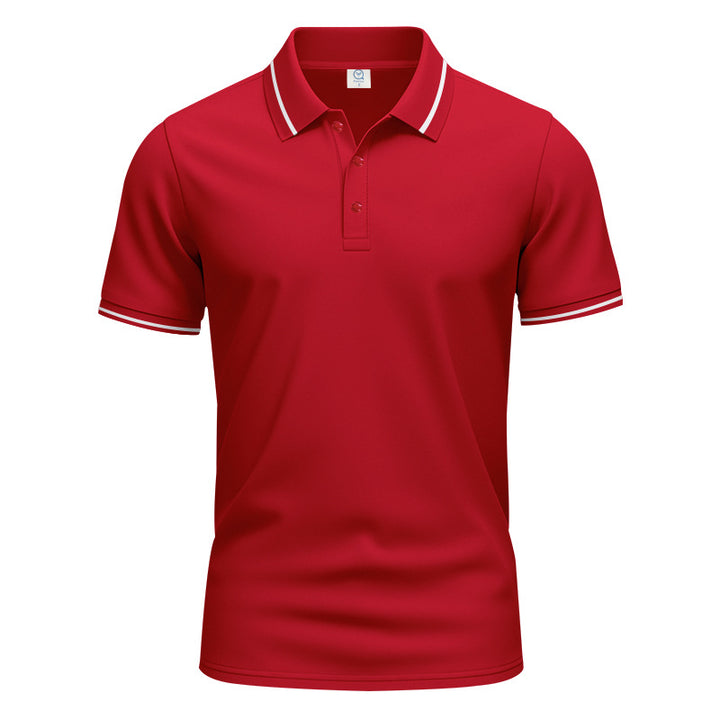 Herren nan atmungsaktives Interlock-Poloshirt mit Kontrast-Tipping, kurzer Knopfleiste und schmaler Silhouette Drune