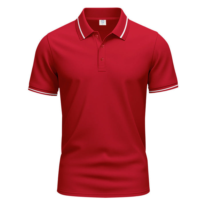 Herren nan atmungsaktives Interlock-Poloshirt mit Kontrast-Tipping, kurzer Knopfleiste und schmaler Silhouette Drune