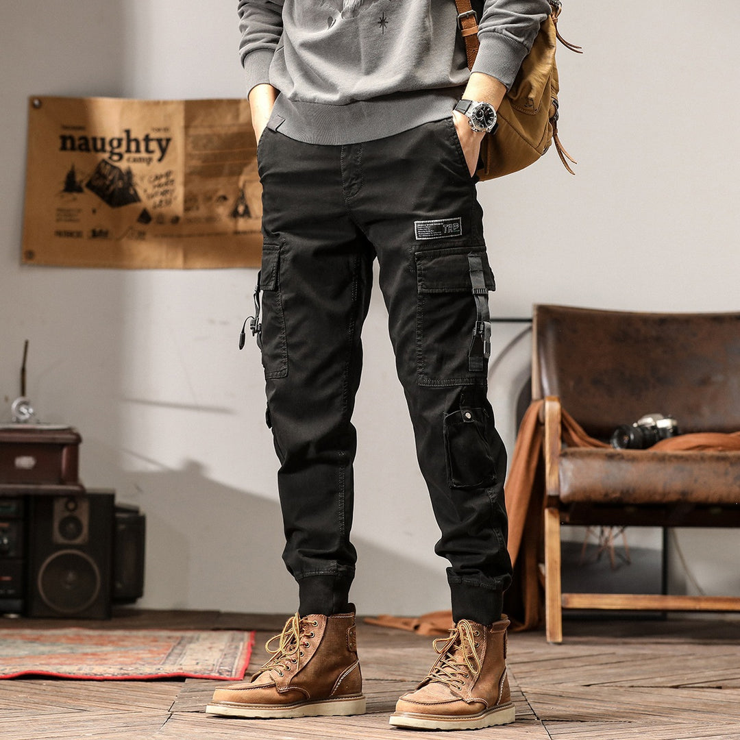 Herren Cargo-Jogginghose mit Multifunktions‑Taschen, verstellbaren Riemen & gerippten Bündchen Drune